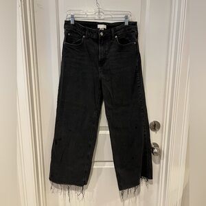 H&M Black Wide-Leg Jeans Distressed Hem